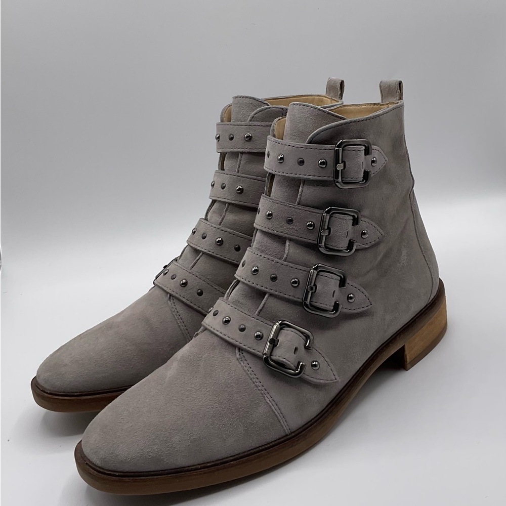 Paul Green Gray Suede Buckle Bootie~Size 7 (UK 4.5)~Made in Austria~NWOB